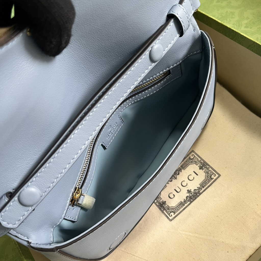 Gucci 699268 Blondie shoulder bag light blue leather