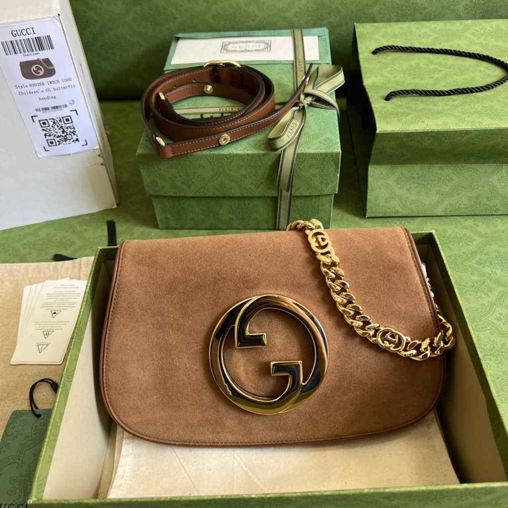 Gucci 699268 Blondie shoulder bag tan leather Nubuck