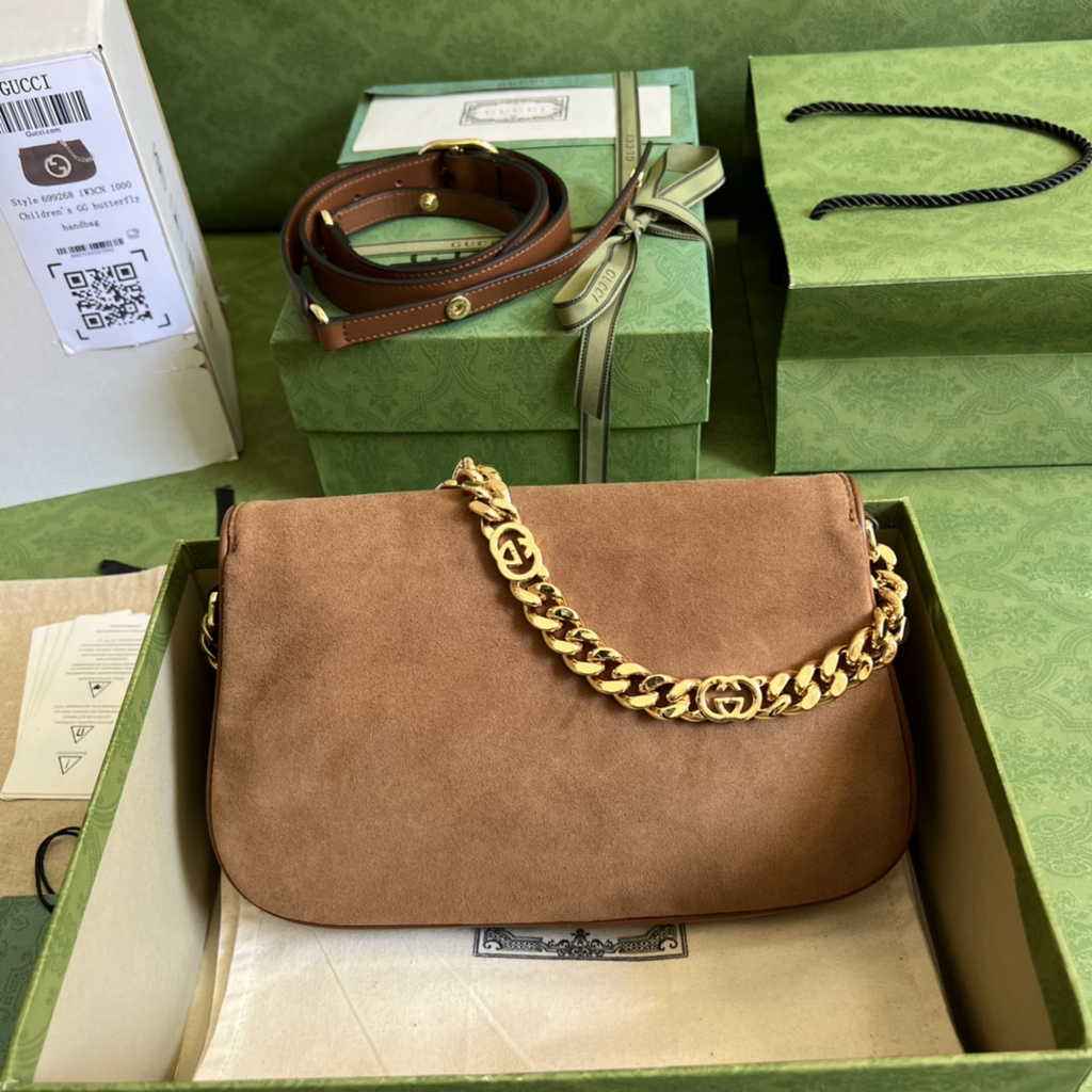 Gucci 699268 Blondie shoulder bag tan leather Nubuck