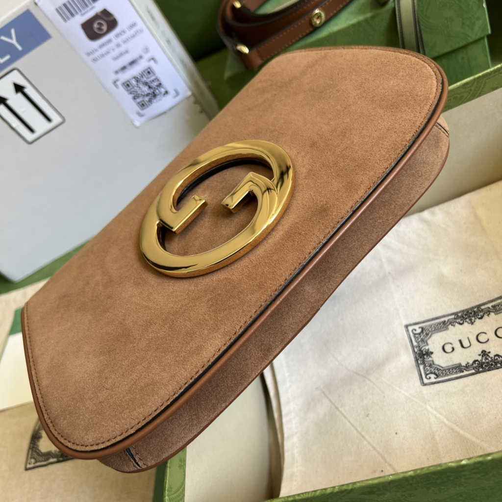 Gucci 699268 Blondie shoulder bag tan leather Nubuck