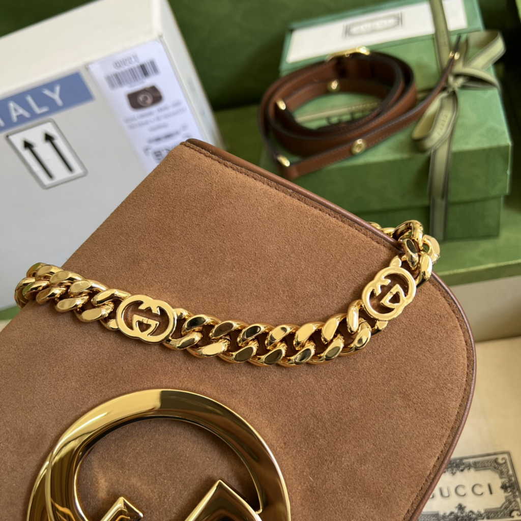 Gucci 699268 Blondie shoulder bag tan leather Nubuck