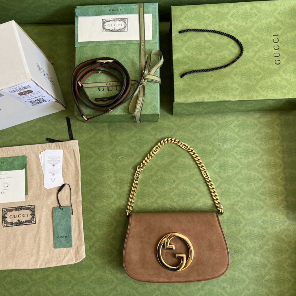 Gucci 699268 Blondie shoulder bag tan leather Nubuck