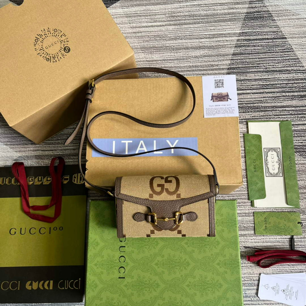 Gucci ‎699296 Horsebit 1955 mini bag brown GG Supreme