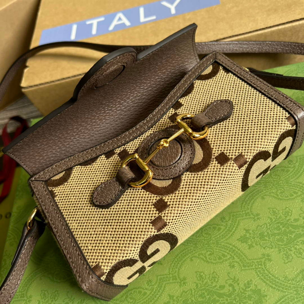 Gucci ‎699296 Horsebit 1955 mini bag brown GG Supreme