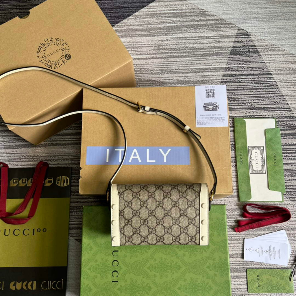 Gucci ‎699296 Horsebit 1955 mini bag white GG Supreme canvas