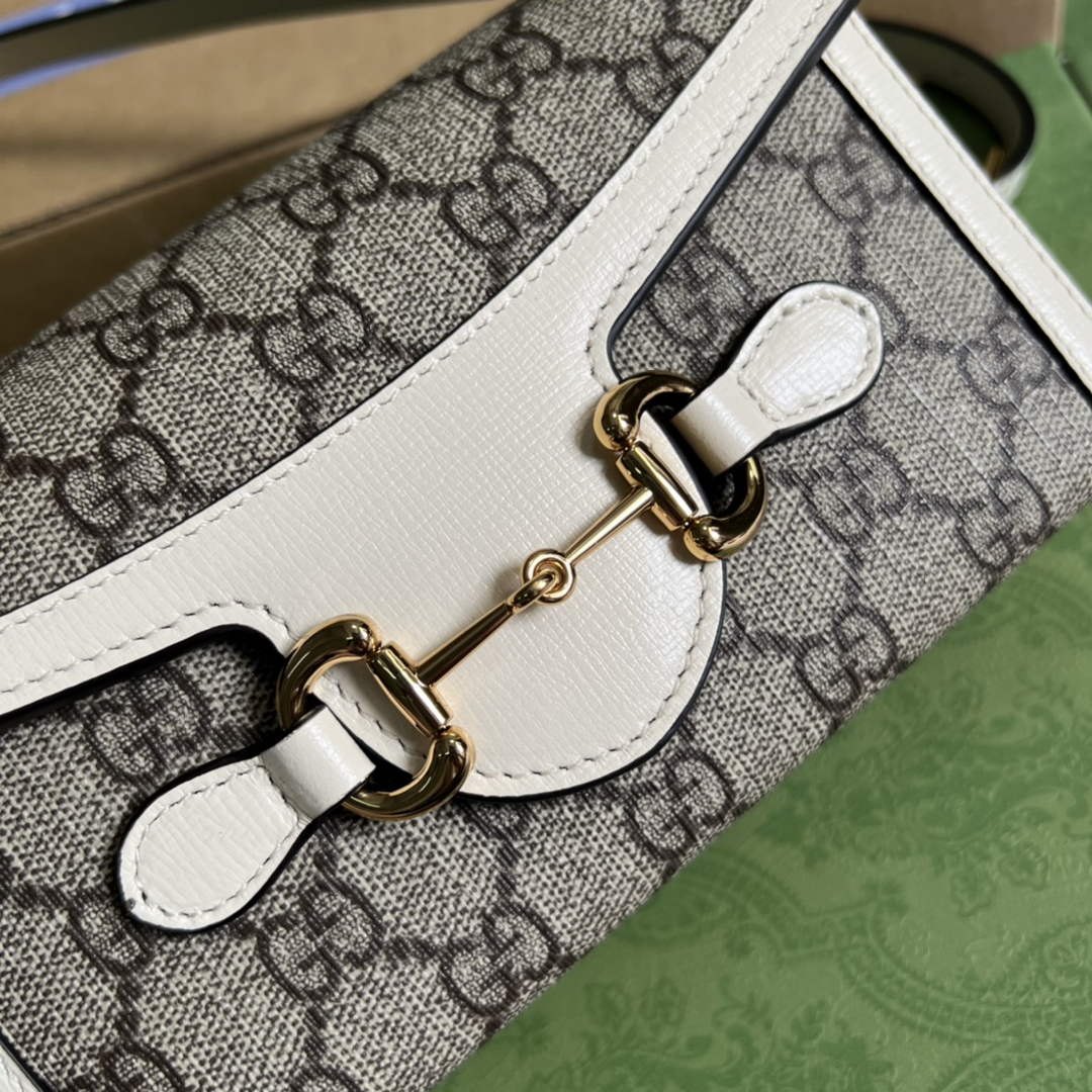 Gucci ‎699296 Horsebit 1955 mini bag white GG Supreme canvas