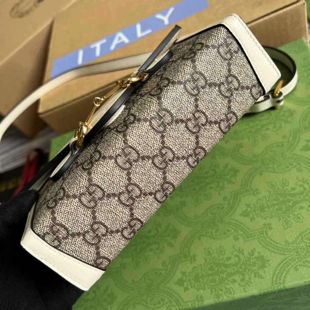 Gucci ‎699296 Horsebit 1955 mini bag white GG Supreme canvas