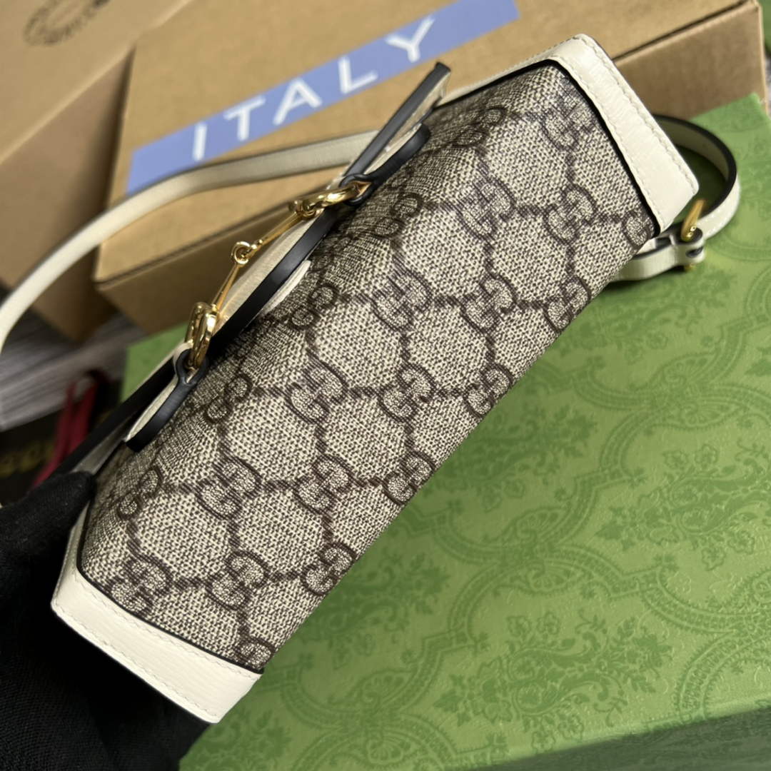Gucci ‎699296 Horsebit 1955 mini bag white GG Supreme canvas