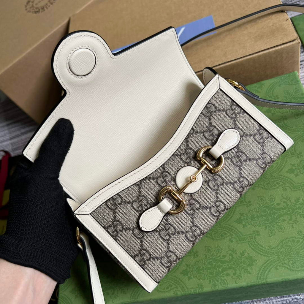 Gucci ‎699296 Horsebit 1955 mini bag white GG Supreme canvas