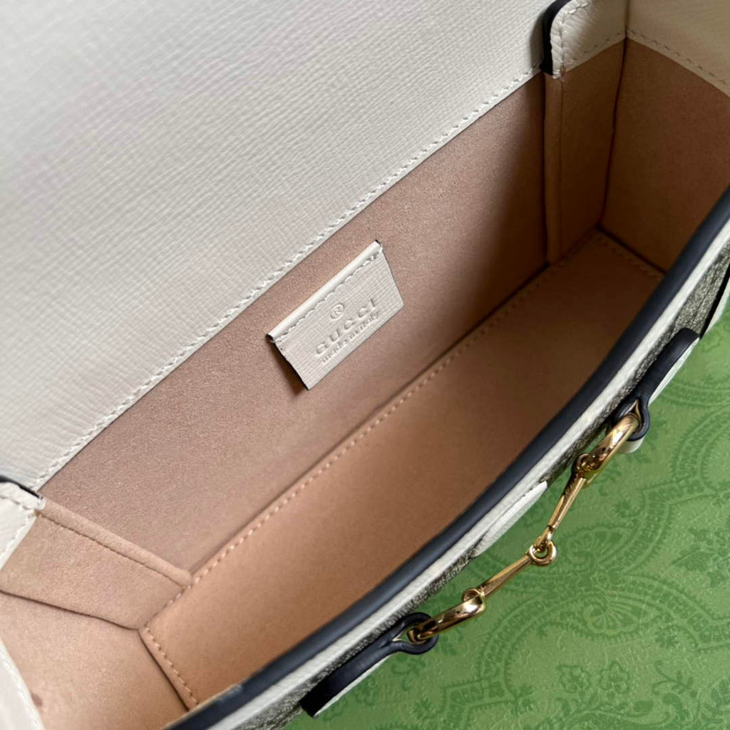 Gucci ‎699296 Horsebit 1955 mini bag white GG Supreme canvas
