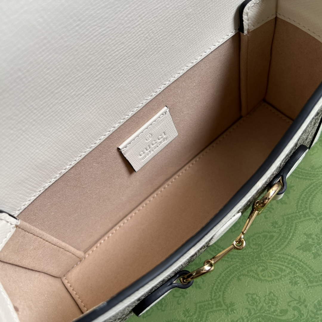 Gucci ‎699296 Horsebit 1955 mini bag white GG Supreme canvas