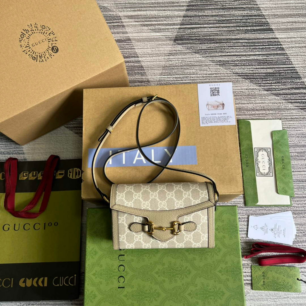 Gucci ‎699296 Horsebit 1955 mini bag white GG Supreme