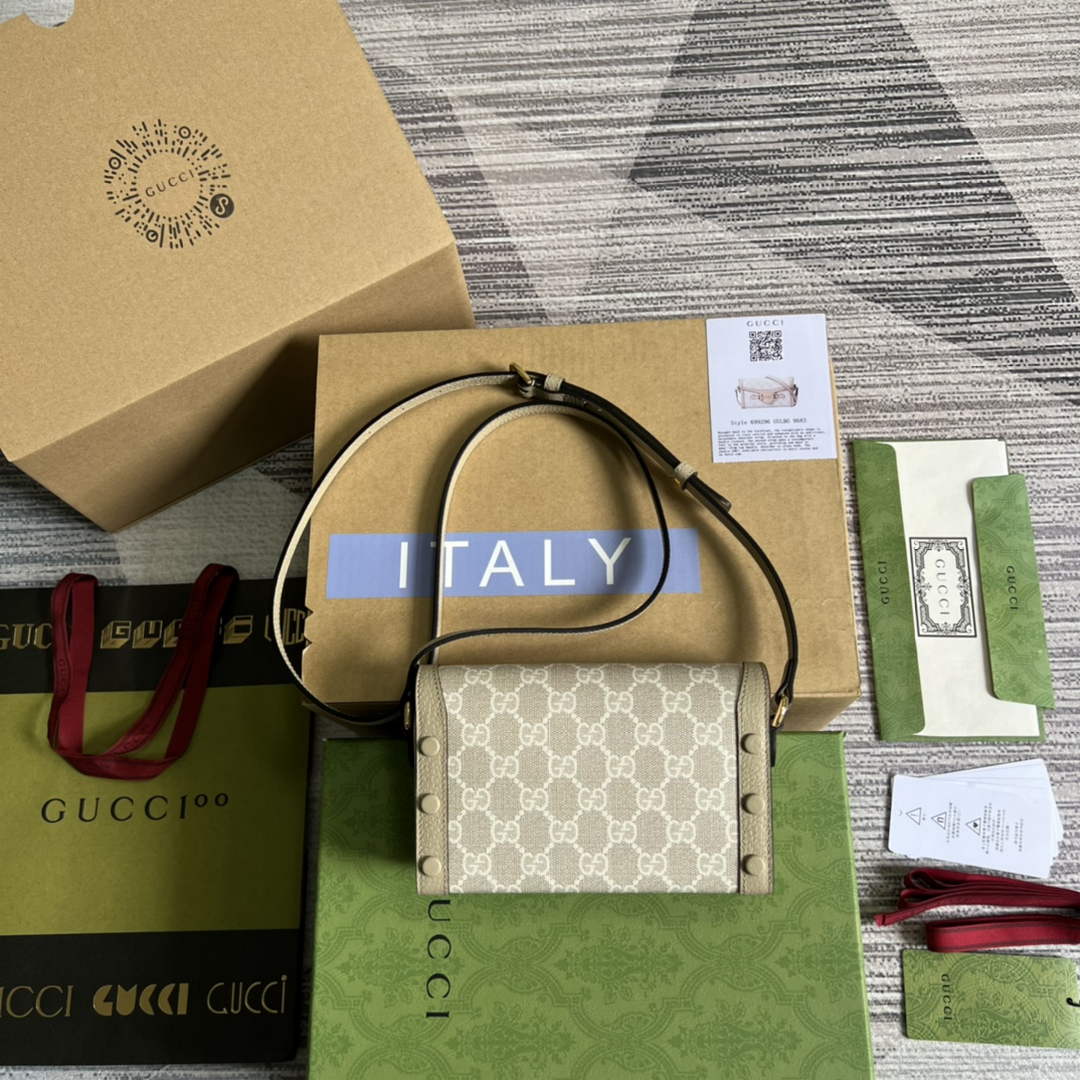 Gucci ‎699296 Horsebit 1955 mini bag white GG Supreme