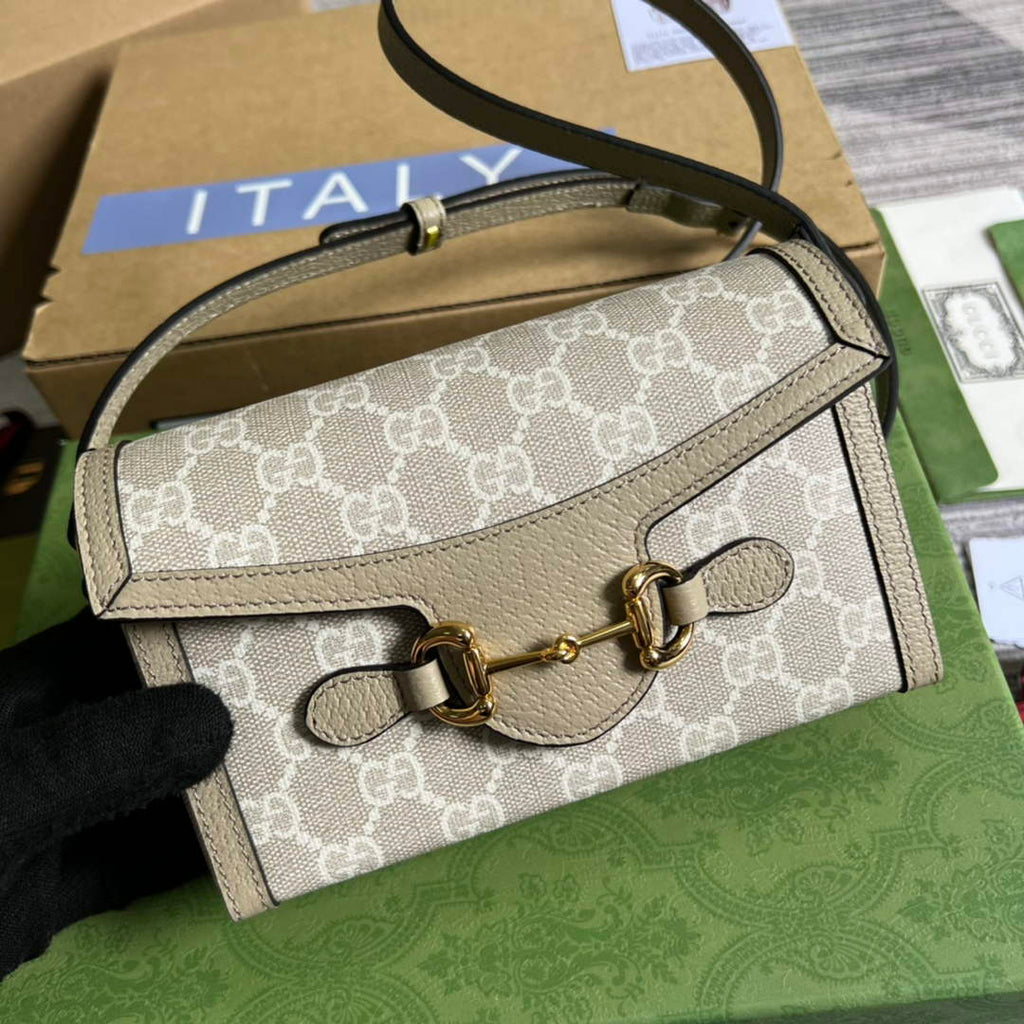 Gucci ‎699296 Horsebit 1955 mini bag white GG Supreme