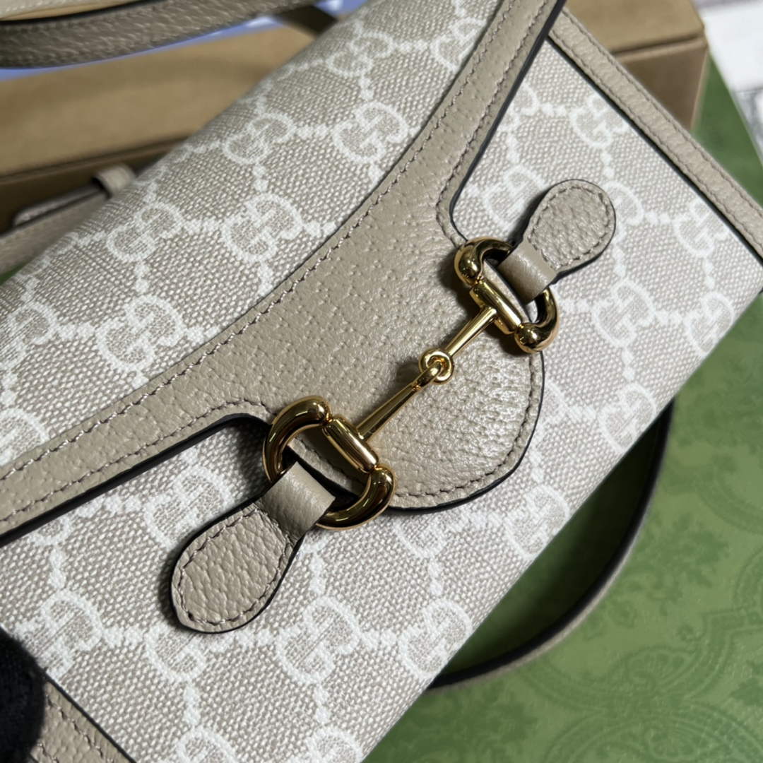 Gucci ‎699296 Horsebit 1955 mini bag white GG Supreme