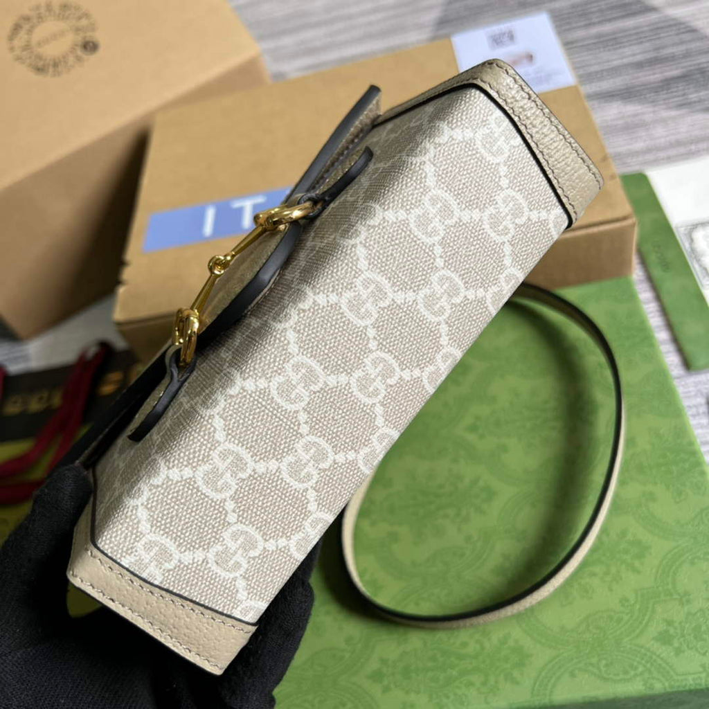 Gucci ‎699296 Horsebit 1955 mini bag white GG Supreme