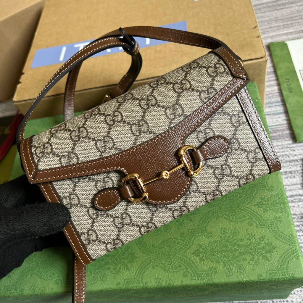 Gucci ‎699296 Horsebit 1955 mini bag Beige GG Supreme