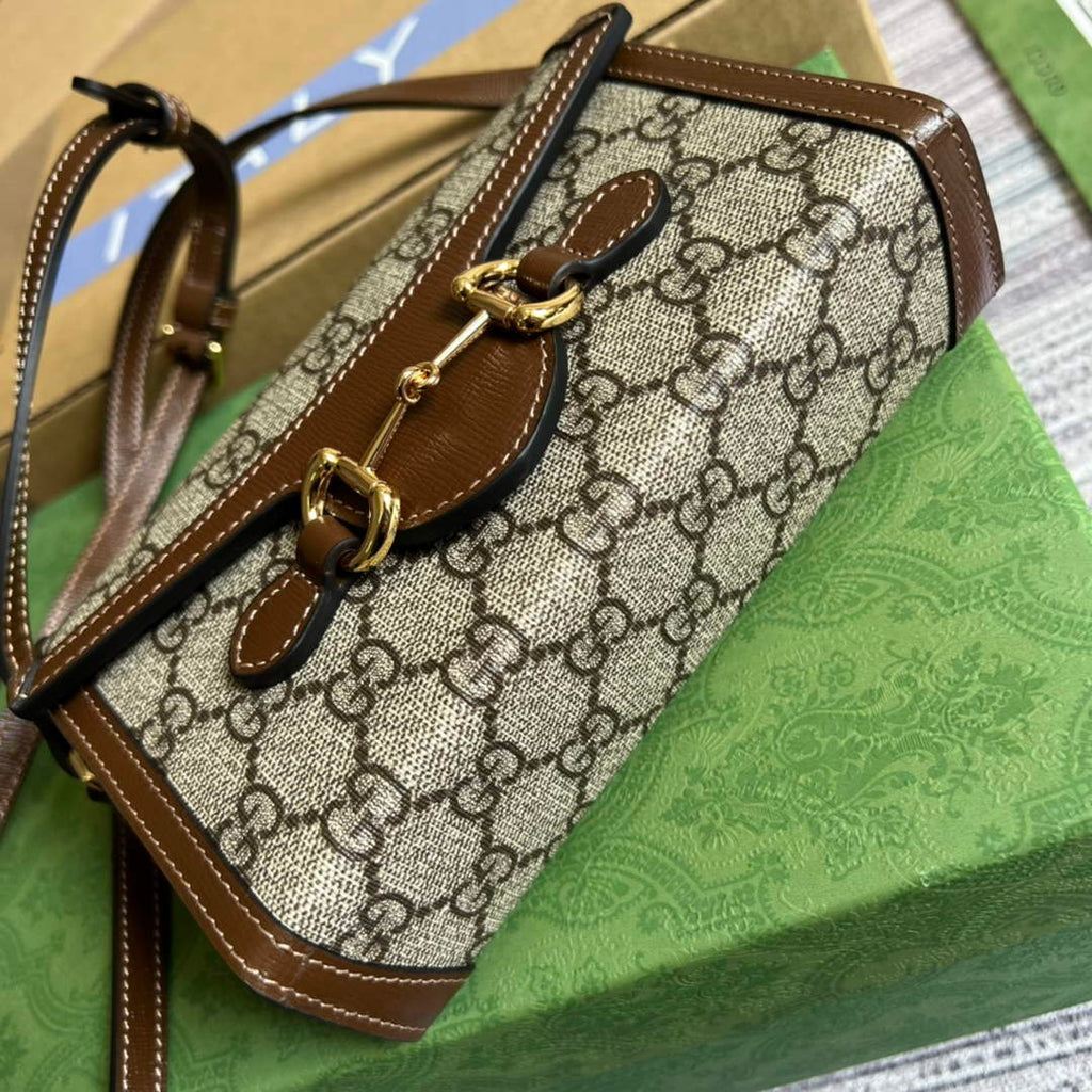 Gucci ‎699296 Horsebit 1955 mini bag Beige GG Supreme