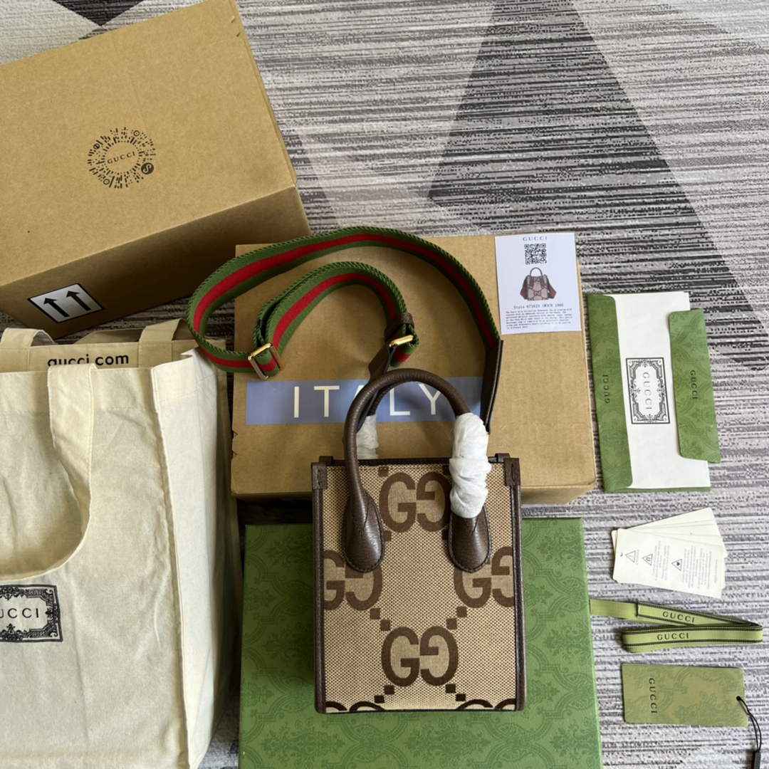 Gucci ‎‎‎699406 Jumbo GG mini tote bag brown