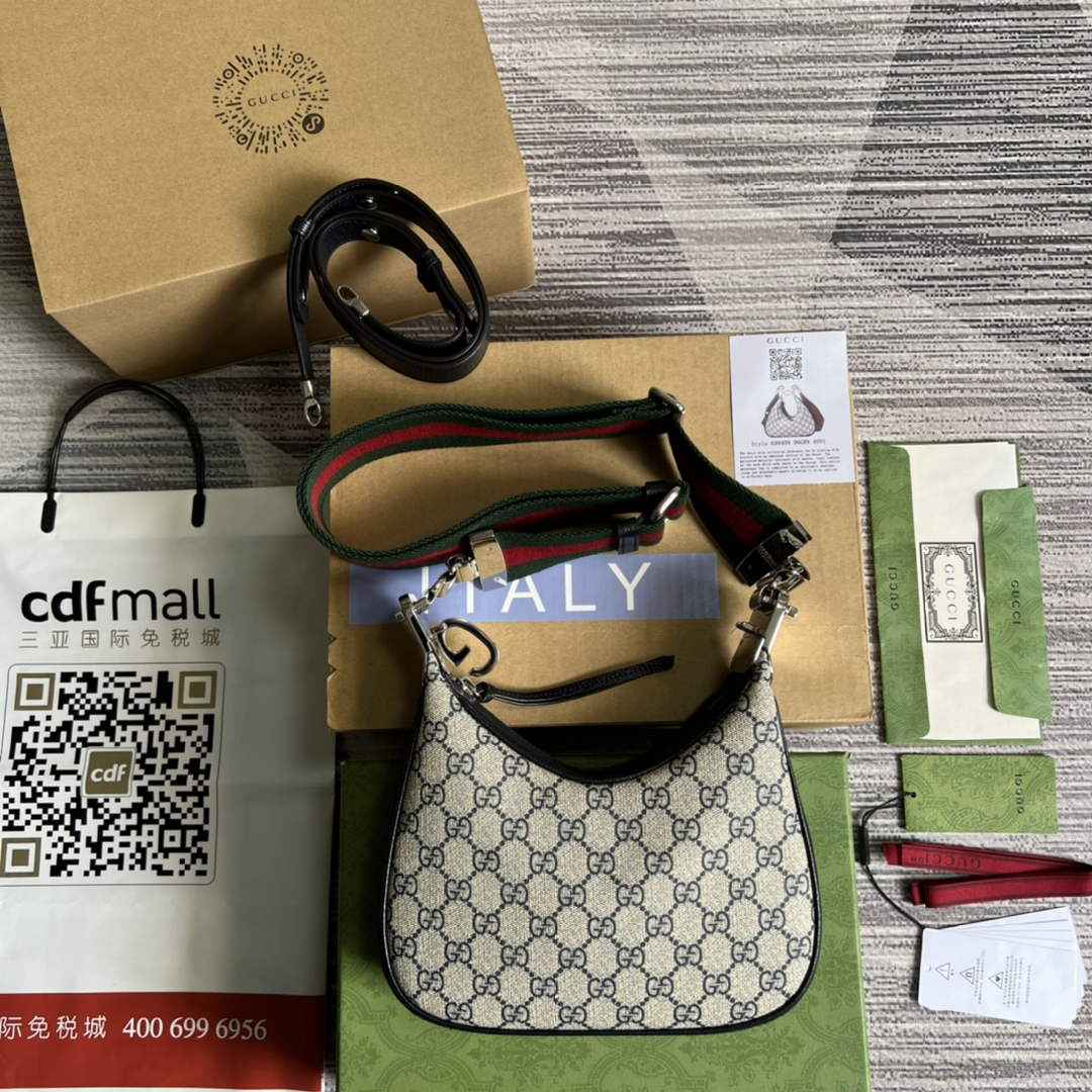 Gucci ‎699409 Attache small shoulder bag Blue GG Supreme canvas