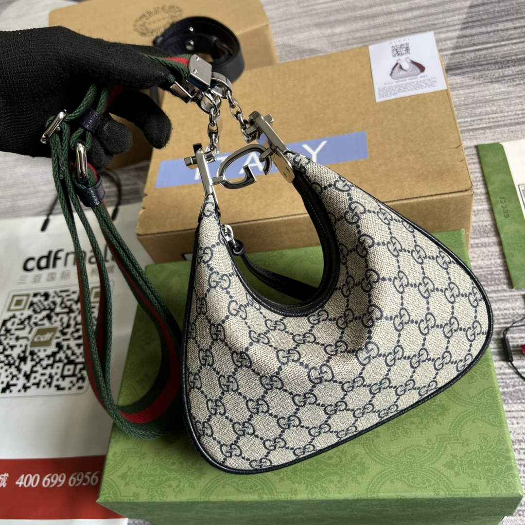 Gucci ‎699409 Attache small shoulder bag Blue GG Supreme canvas