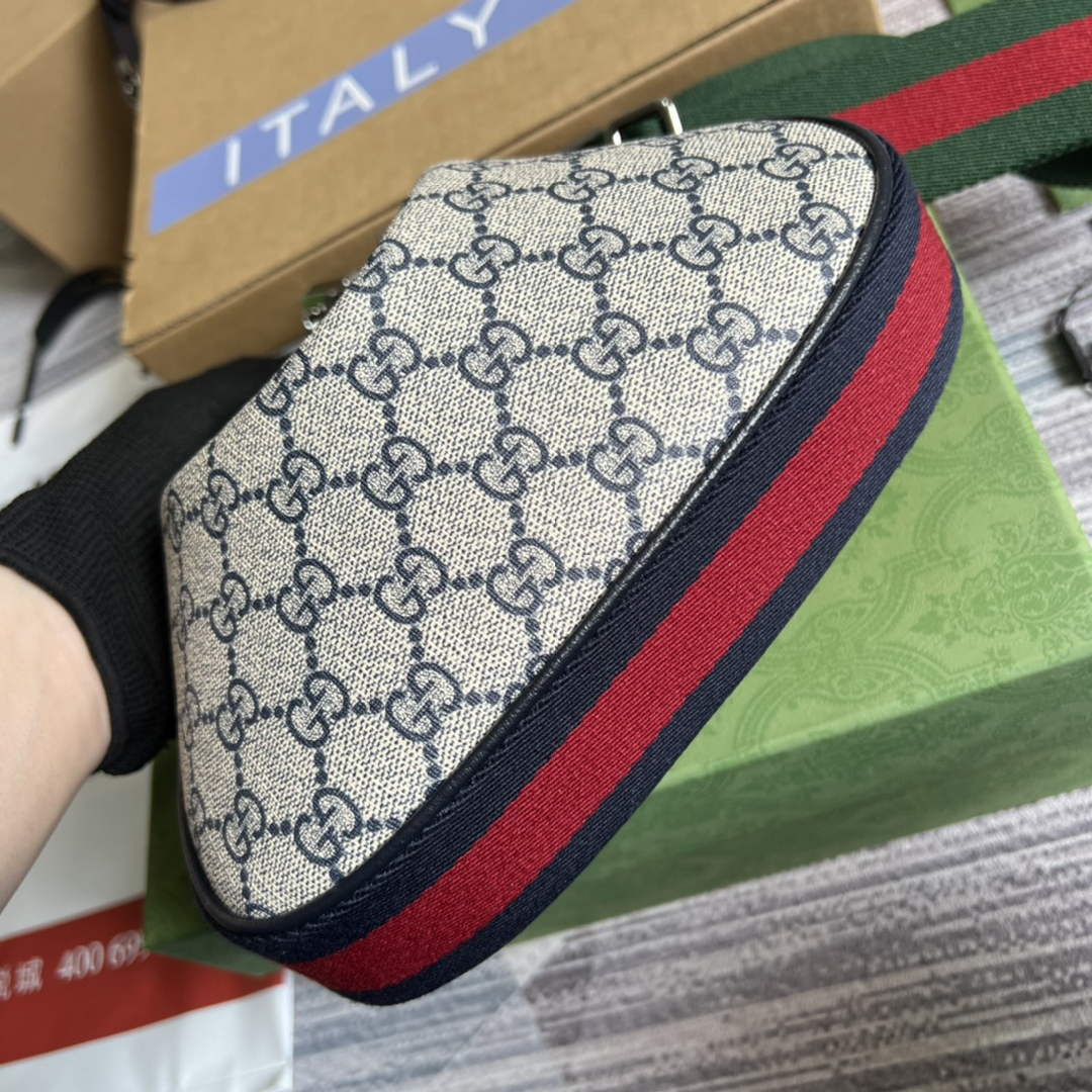 Gucci ‎699409 Attache small shoulder bag Blue GG Supreme canvas