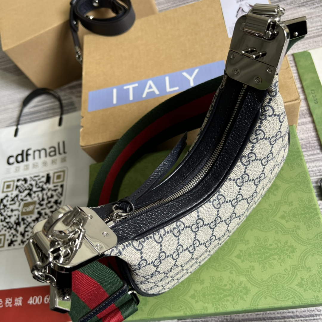 Gucci ‎699409 Attache small shoulder bag Blue GG Supreme canvas