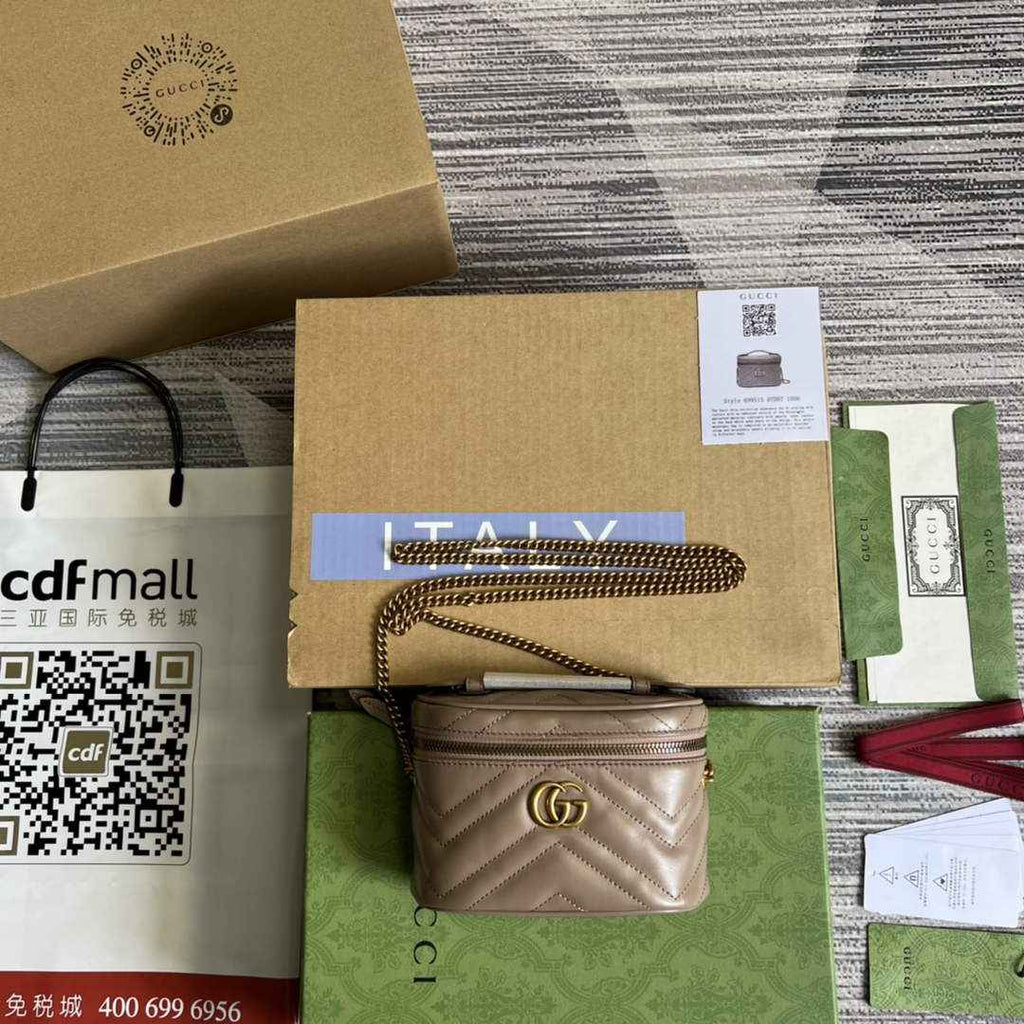 Gucci ‎‎699515 GG Marmont mini top handle bag light pink leather