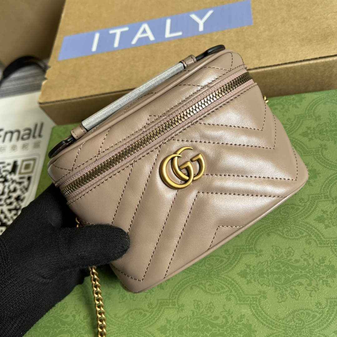 Gucci ‎‎699515 GG Marmont mini top handle bag light pink leather