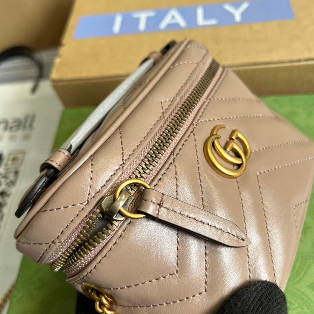 Gucci ‎‎699515 GG Marmont mini top handle bag light pink leather