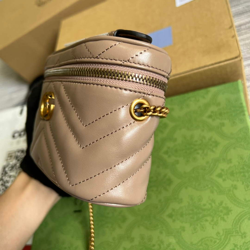 Gucci ‎‎699515 GG Marmont mini top handle bag light pink leather