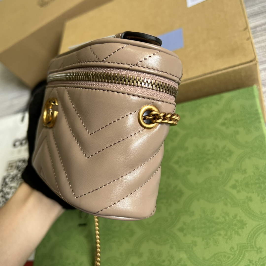 Gucci ‎‎699515 GG Marmont mini top handle bag light pink leather