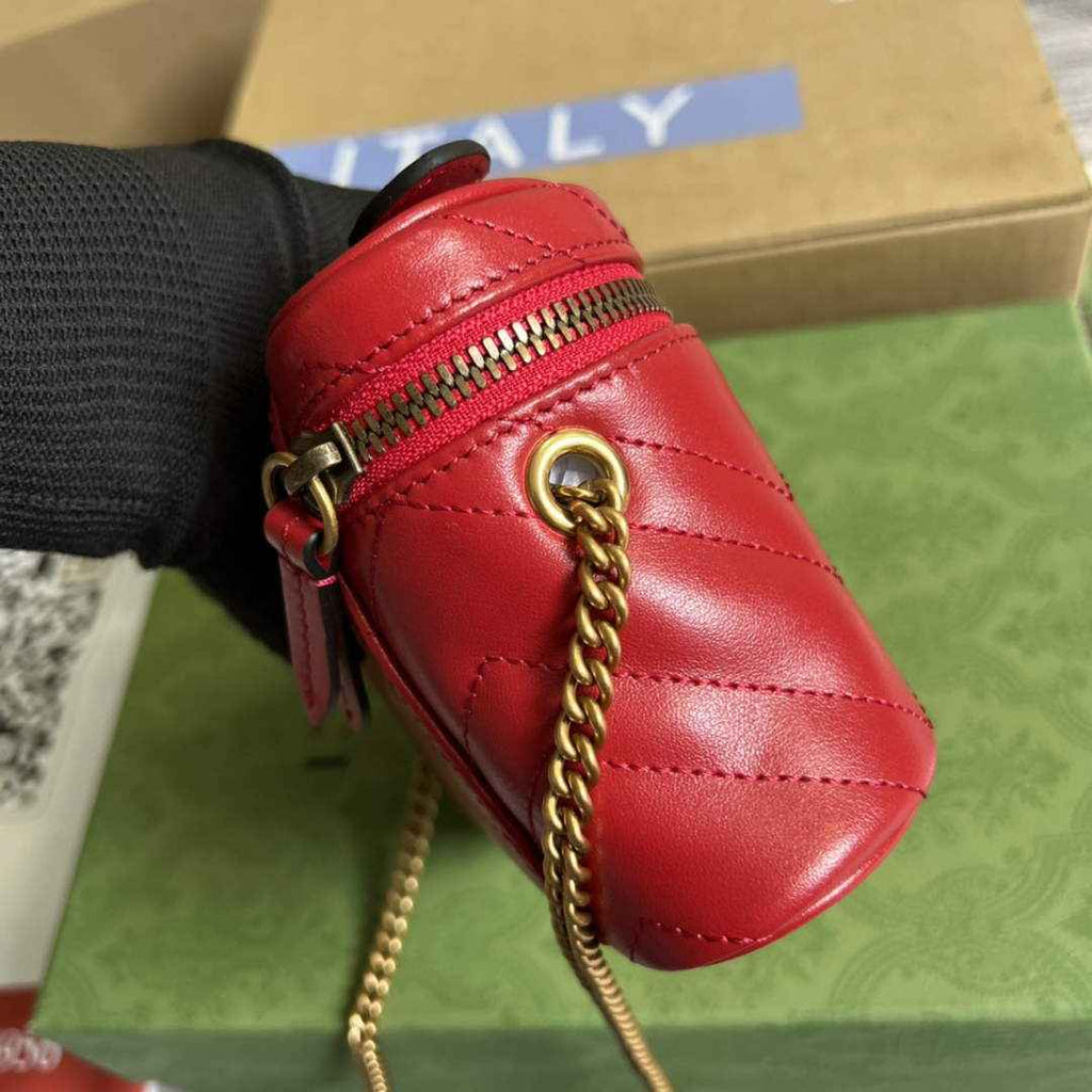 Gucci ‎‎699515 GG Marmont mini top handle bag Red leather