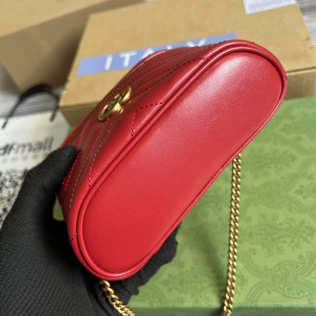 Gucci ‎‎699515 GG Marmont mini top handle bag Red leather