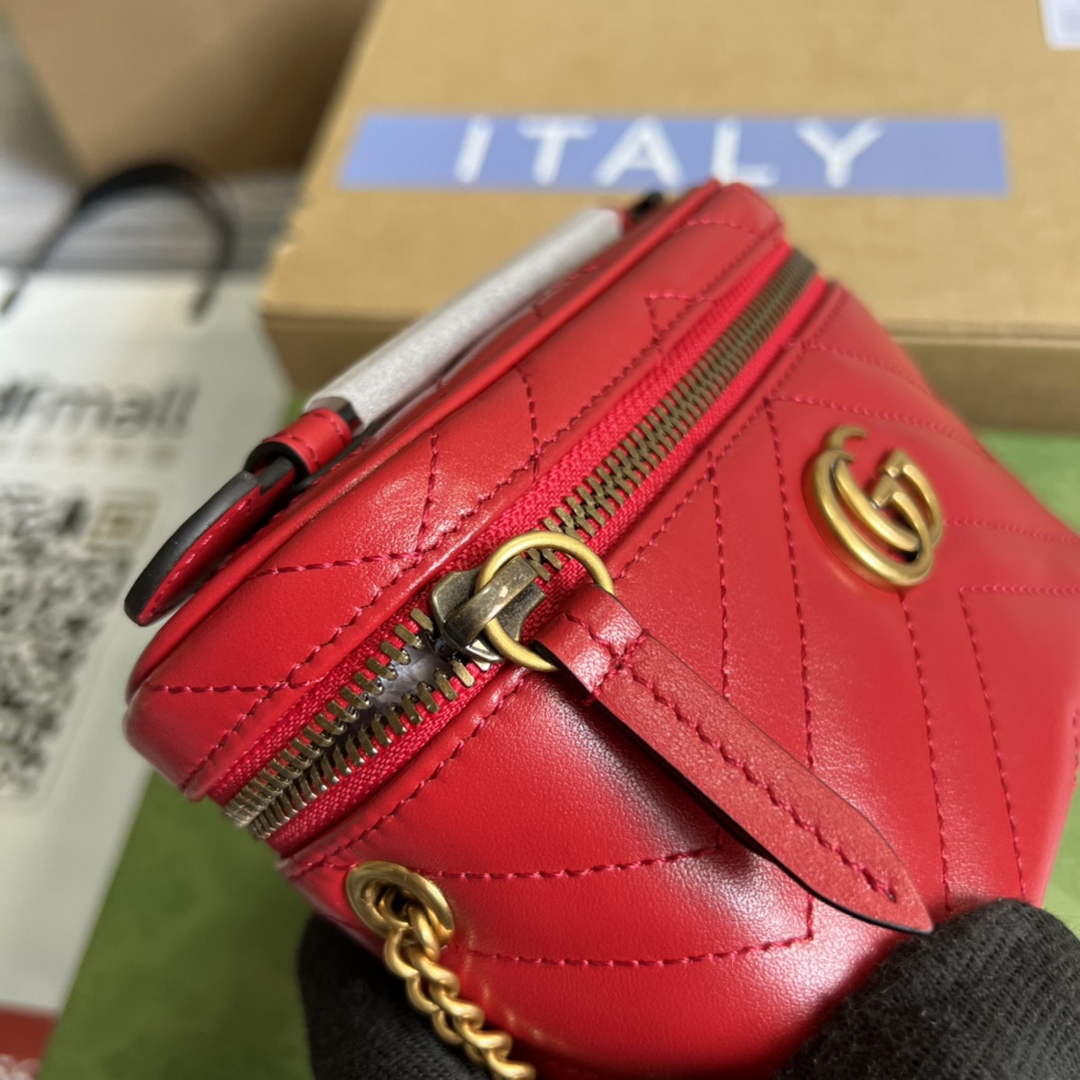 Gucci ‎‎699515 GG Marmont mini top handle bag Red leather