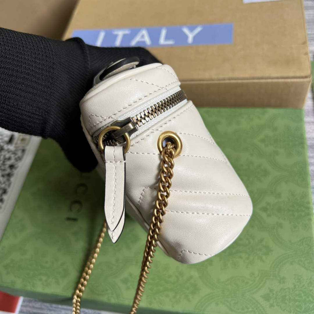 Gucci ‎‎699515 GG Marmont mini top handle bag white leather
