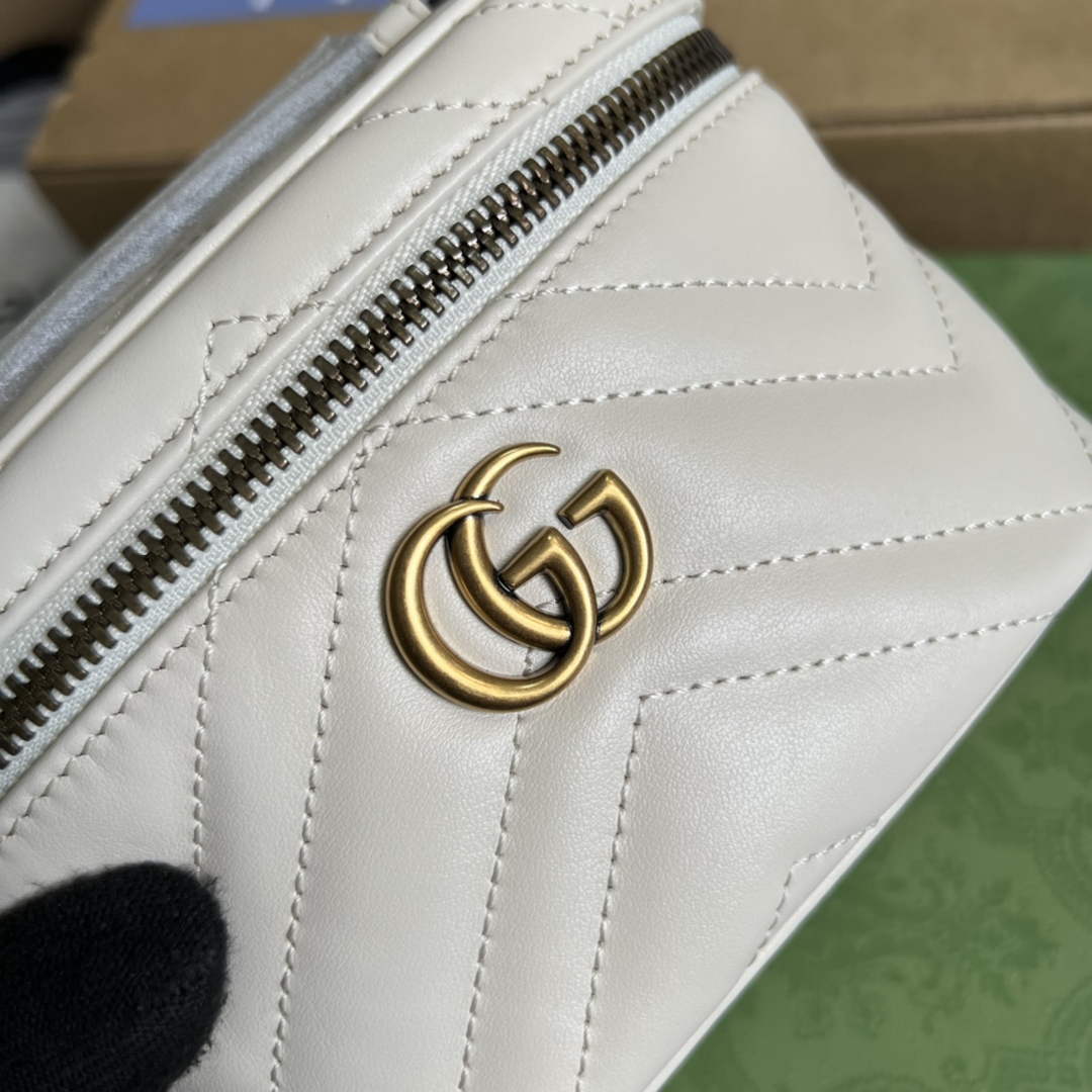 Gucci ‎‎699515 GG Marmont mini top handle bag white leather