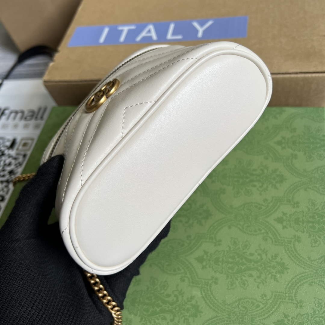 Gucci ‎‎699515 GG Marmont mini top handle bag white leather