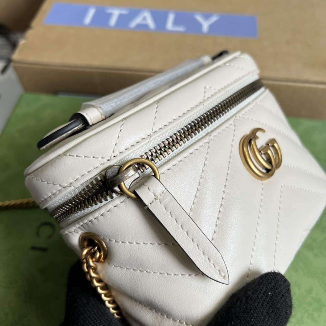 Gucci ‎‎699515 GG Marmont mini top handle bag white leather