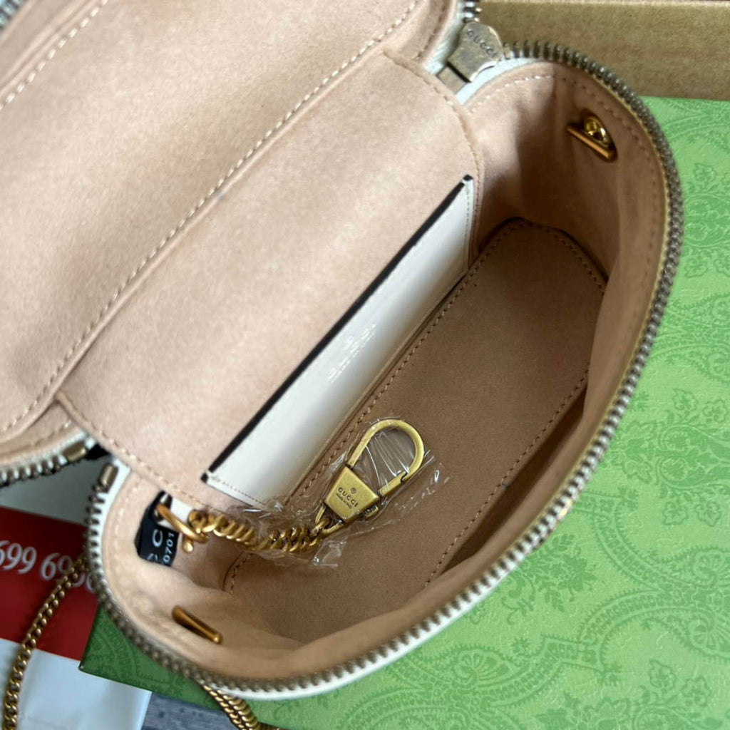 Gucci ‎‎699515 GG Marmont mini top handle bag white leather
