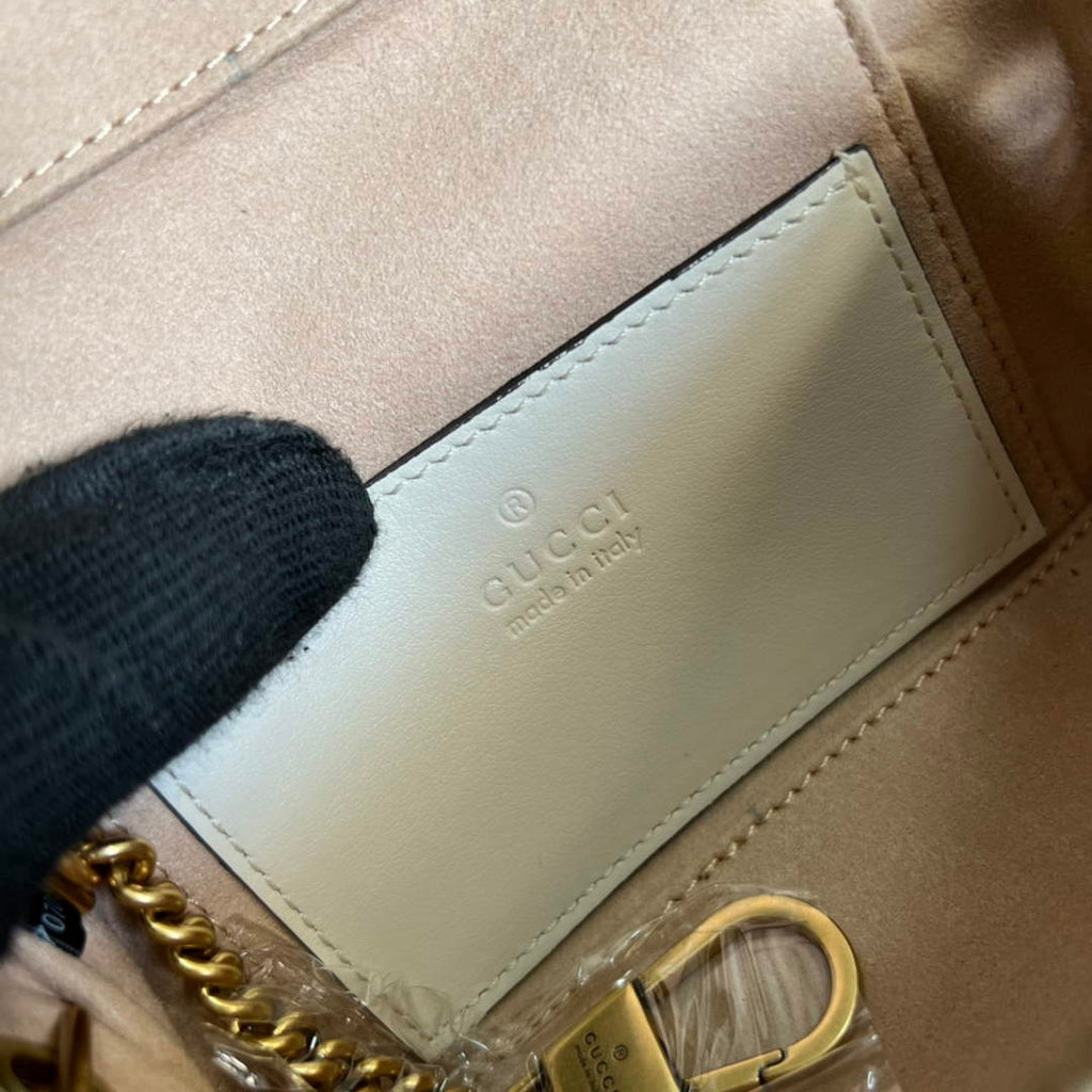 Gucci ‎‎699515 GG Marmont mini top handle bag white leather