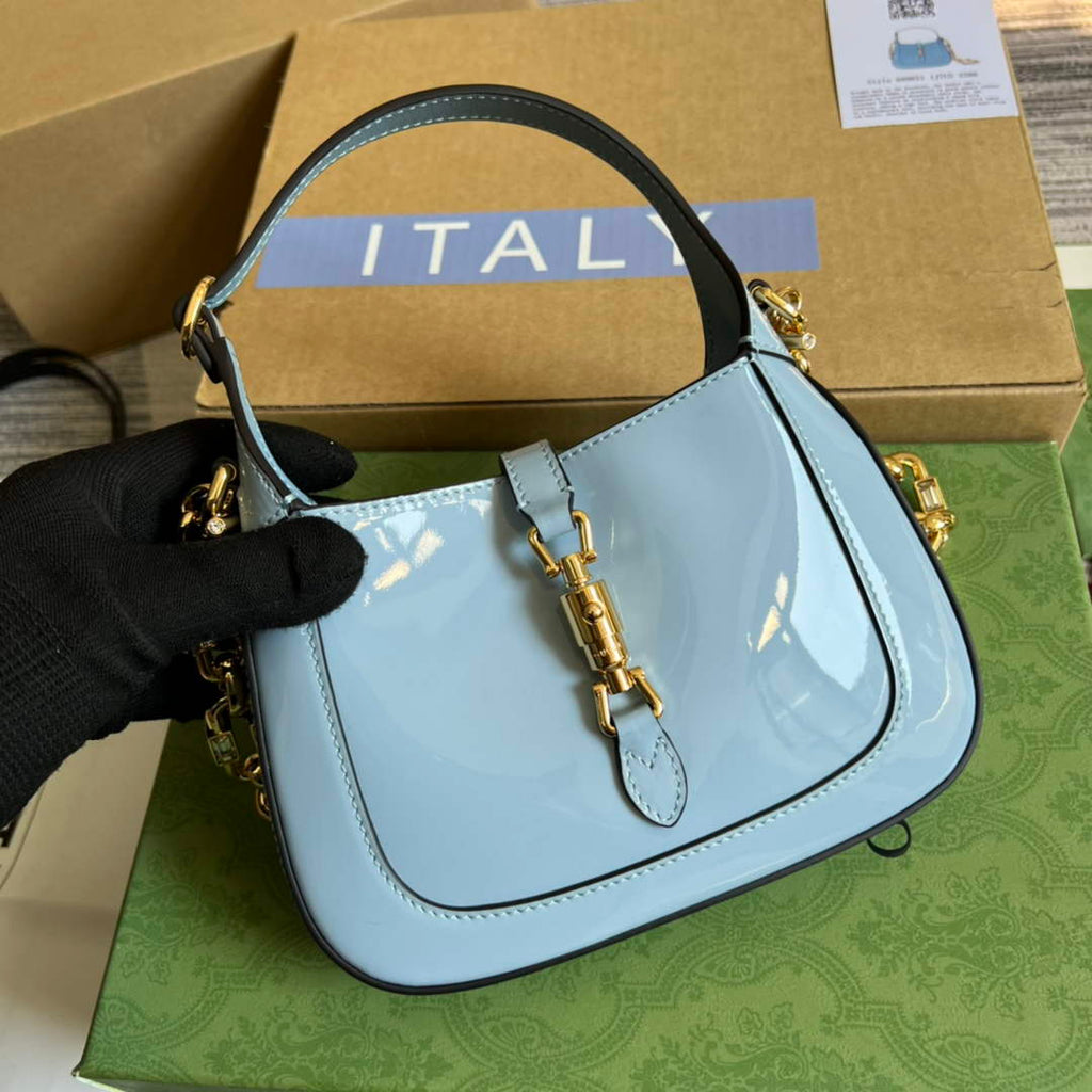 Gucci 699651 ‎Jackie 1961 mini shoulder bag Blue patent leather
