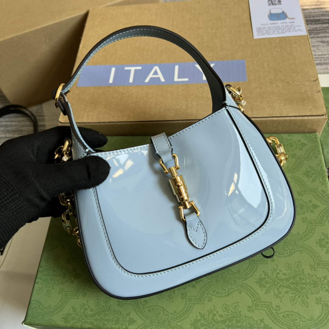 Gucci 699651 ‎Jackie 1961 mini shoulder bag Blue patent leather