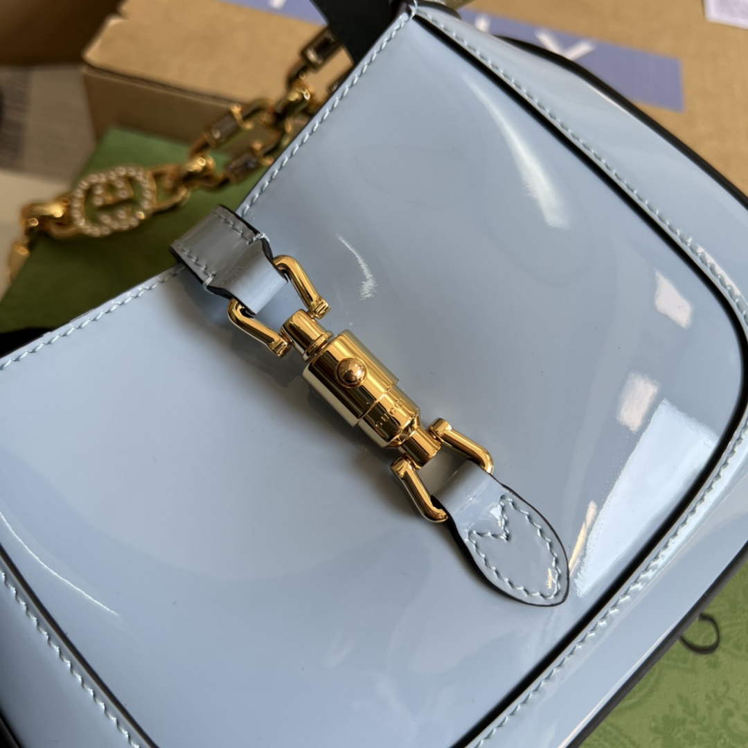Gucci 699651 ‎Jackie 1961 mini shoulder bag Blue patent leather