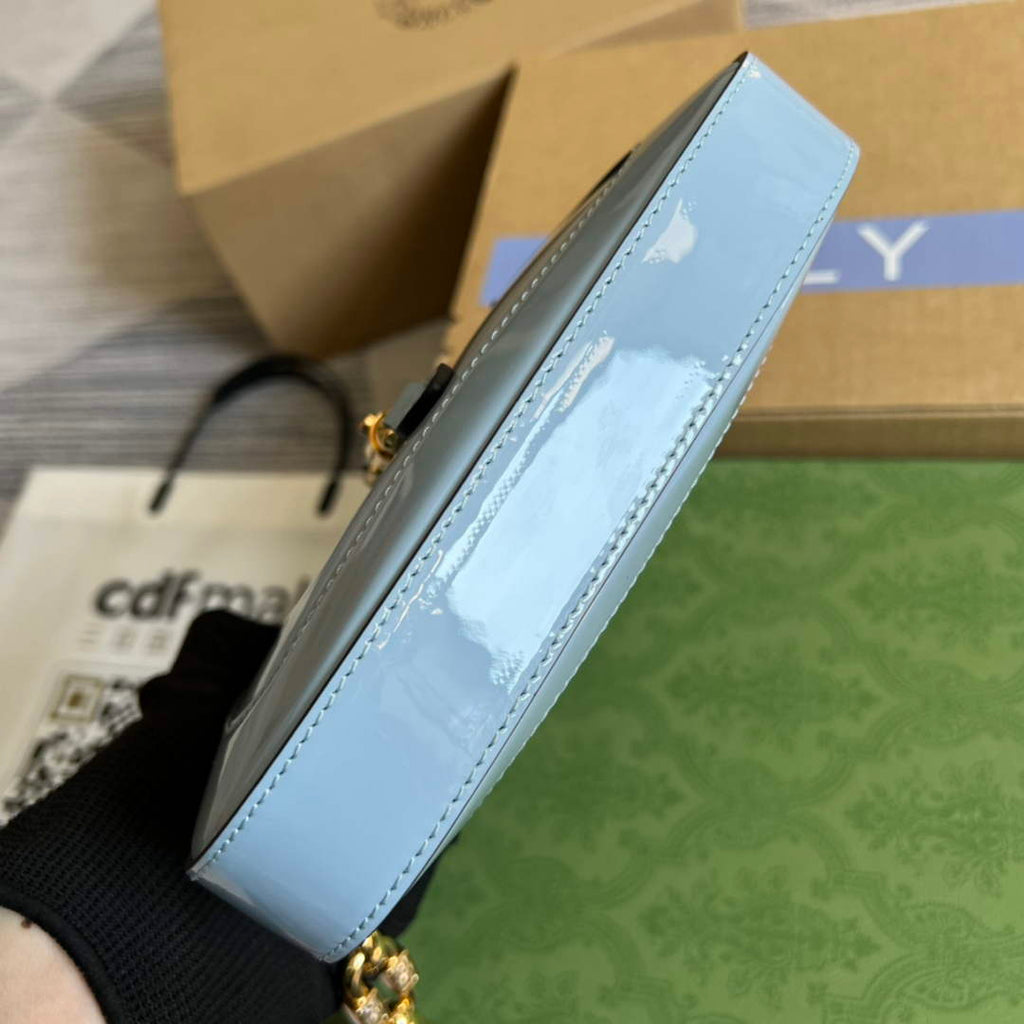 Gucci 699651 ‎Jackie 1961 mini shoulder bag Blue patent leather