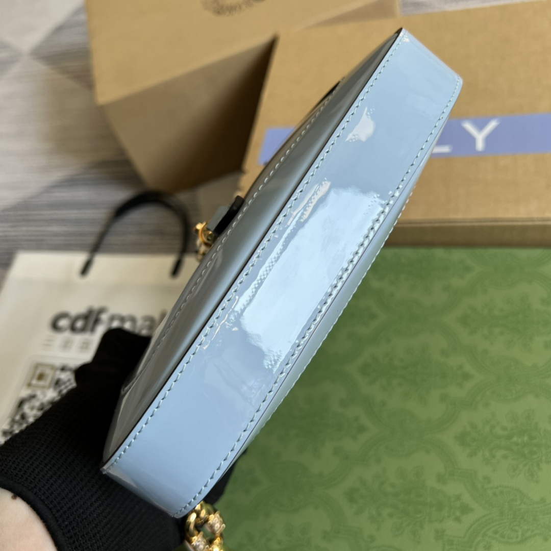 Gucci 699651 ‎Jackie 1961 mini shoulder bag Blue patent leather