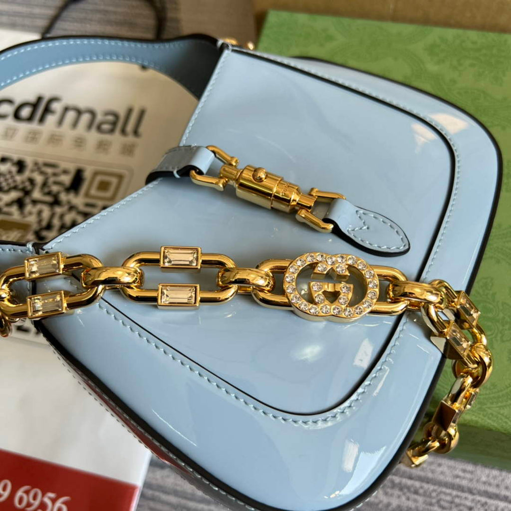 Gucci 699651 ‎Jackie 1961 mini shoulder bag Blue patent leather