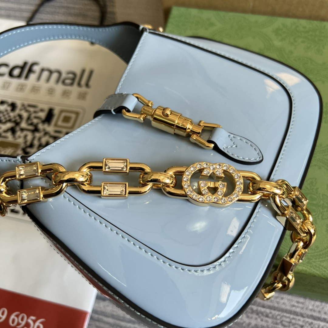 Gucci 699651 ‎Jackie 1961 mini shoulder bag Blue patent leather