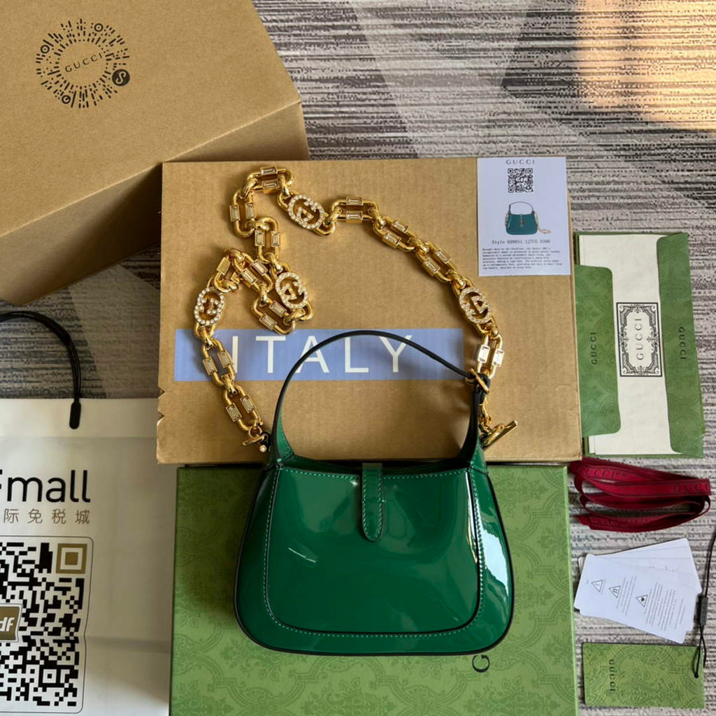 Gucci 699651 ‎Jackie 1961 mini shoulder bag Green patent leather