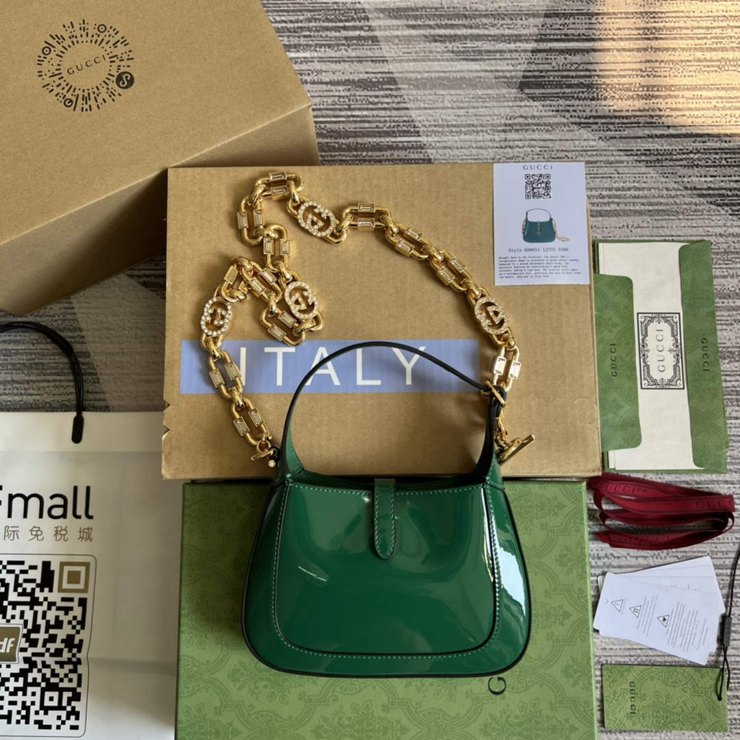 Gucci 699651 ‎Jackie 1961 mini shoulder bag Green patent leather